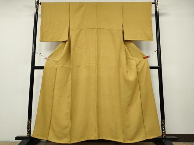 平和屋着物●上質な色無地　霞地紋　芥子色　正絹　逸品　CABF3302ut
