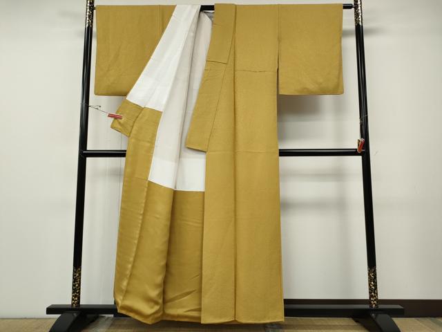 平和屋着物●上質な色無地　霞地紋　芥子色　正絹　逸品　CABF3302ut