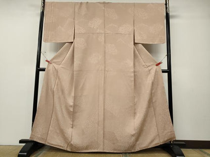 平和屋着物●上質な色無地　切嵌花地紋　洗柿色　正絹　逸品　CABF3306ut