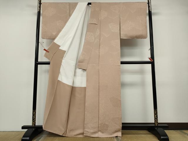 平和屋着物●上質な色無地　切嵌花地紋　洗柿色　正絹　逸品　CABF3306ut