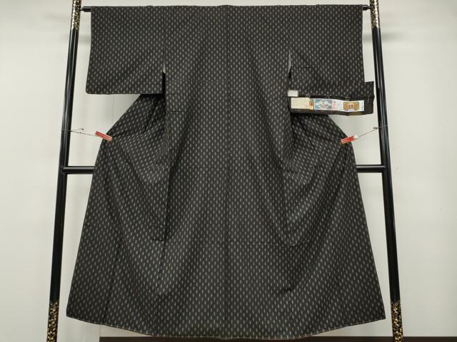 平和屋着物●本場大島紬　9マルキ　泥染め　格子吉祥文　中村文考作　やまと誂製　証紙付き　正絹　逸品　未使用　CABF3307ut