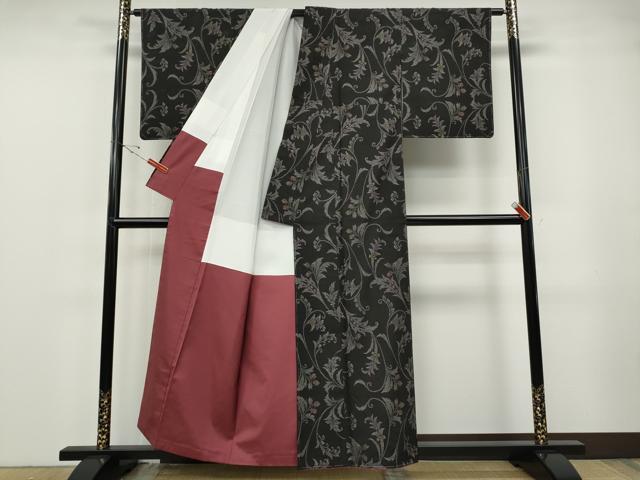 平和屋着物●本場大島紬　7マルキ　泥染め　更紗花文　里島正則作　証紙付き　正絹　逸品　未使用　CABF3308ut