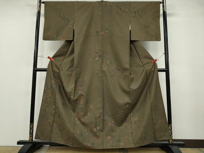 平和屋着物●訪問着　本場染大島紬　手描き　南天文　正絹　逸品　CABF3309ut
