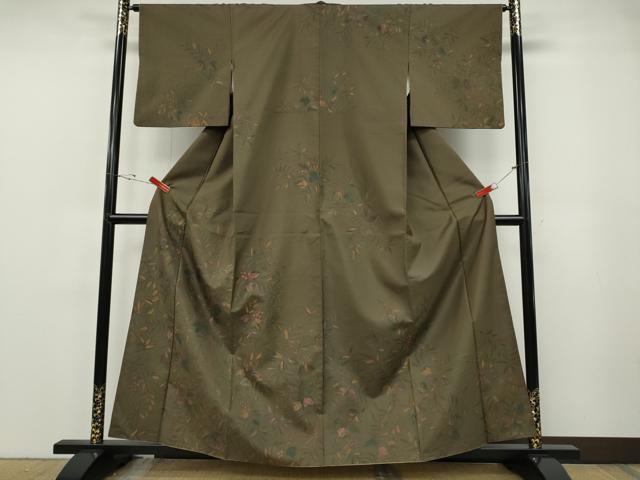 平和屋着物●訪問着　本場染大島紬　手描き　南天文　正絹　逸品　CABF3309ut