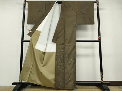 平和屋着物●訪問着　本場染大島紬　手描き　南天文　正絹　逸品　CABF3309ut