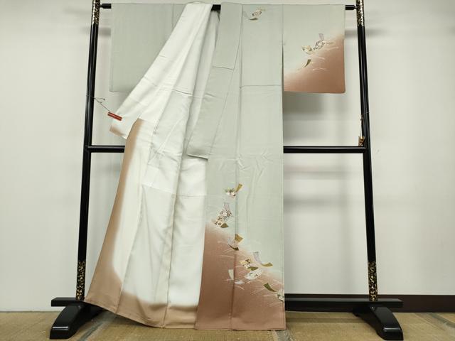 平和屋着物●訪問着　色紙重ね花文　暈し染め　金彩　正絹　逸品　CABF3311ut