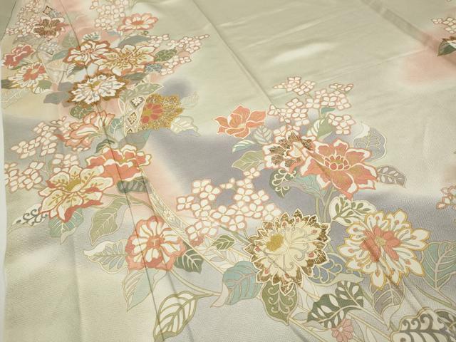 平和屋着物●訪問着　駒刺繍　熨斗花文　暈し染め　金彩　正絹　逸品　CABF3312ut