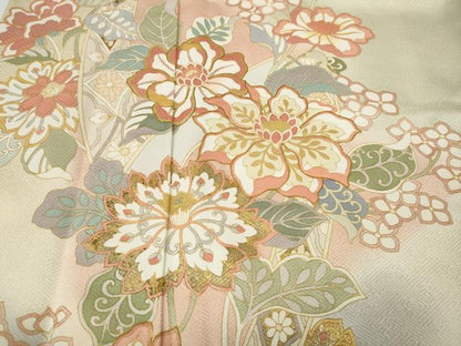 平和屋着物●訪問着　駒刺繍　熨斗花文　暈し染め　金彩　正絹　逸品　CABF3312ut