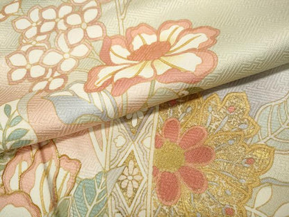 平和屋着物●訪問着　駒刺繍　熨斗花文　暈し染め　金彩　正絹　逸品　CABF3312ut