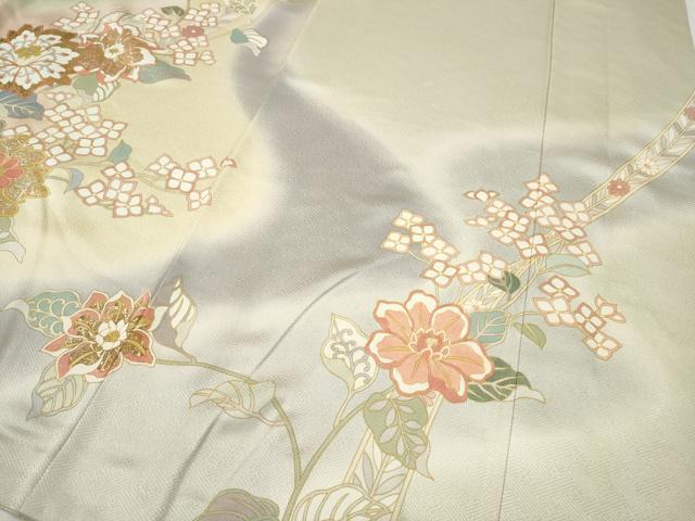 平和屋着物●訪問着　駒刺繍　熨斗花文　暈し染め　金彩　正絹　逸品　CABF3312ut