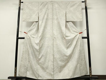 平和屋着物●本場大島紬　白大島　7マルキ　草花文　正絹　逸品　CABF3315ut