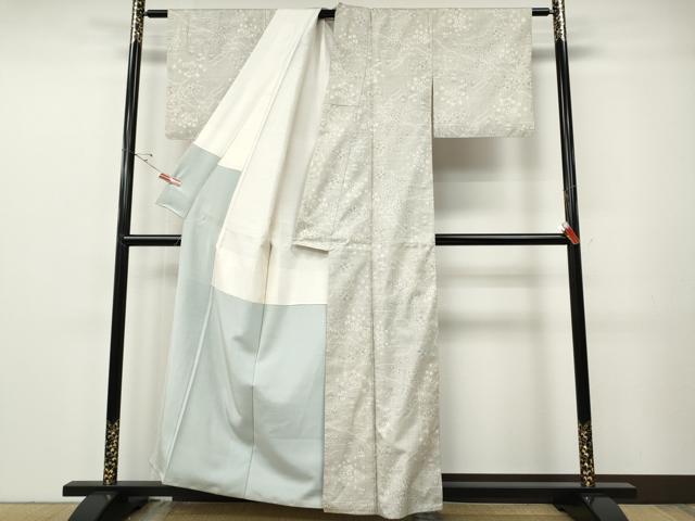平和屋着物●本場大島紬　白大島　7マルキ　草花文　正絹　逸品　CABF3315ut