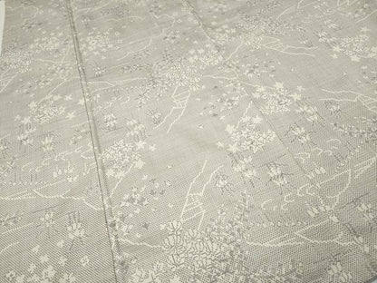 平和屋着物●本場大島紬　白大島　7マルキ　草花文　正絹　逸品　CABF3315ut