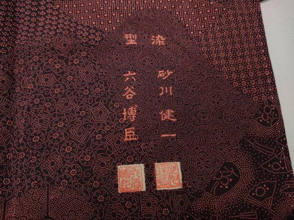 平和屋着物●人間国宝　初代六谷梅軒の息子　二代目　六谷梅軒(六谷博臣)　伝統工芸士 砂川健一　江戸小紋　寄せ小紋柄　逸品　CABF3316ut