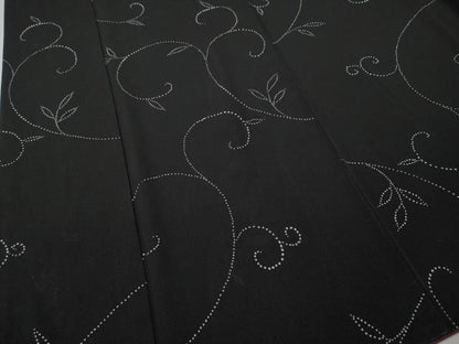 平和屋着物●上質な小紋　唐草文　黒地　正絹　逸品　CABF3319ut