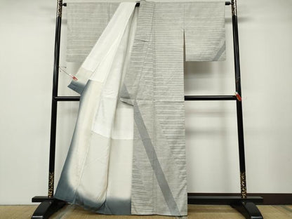 平和屋着物●訪問着　紬地　吉祥横段文　正絹　逸品　CABF3320ut