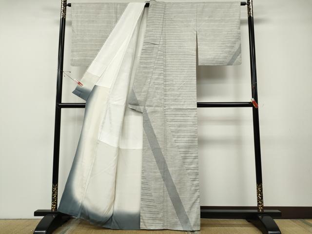 平和屋着物●訪問着　紬地　吉祥横段文　正絹　逸品　CABF3320ut