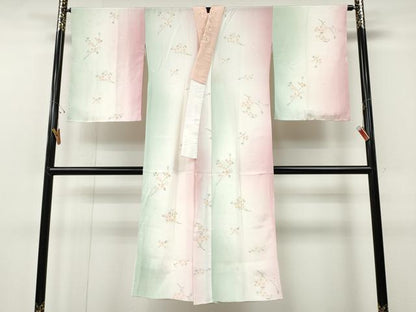 平和屋着物●長襦袢　無双仕立て　枝桜文　暈し染め　半衿刺繍　正絹　逸品　CABF3329ut