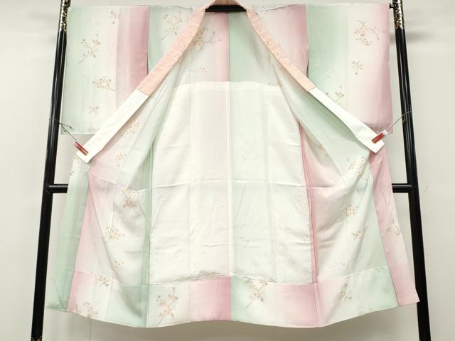 平和屋着物●長襦袢　無双仕立て　枝桜文　暈し染め　半衿刺繍　正絹　逸品　CABF3329ut 平和屋着物○長襦袢 無双仕立て 枝桜文 暈し染め 半衿刺繍