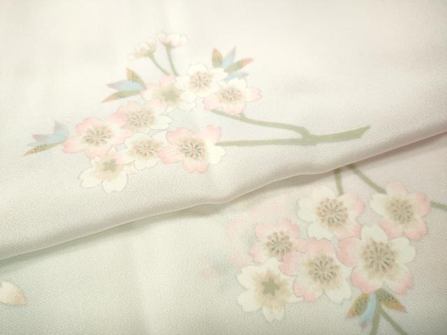 平和屋着物●長襦袢　無双仕立て　枝桜文　暈し染め　半衿刺繍　正絹　逸品　CABF3329ut 平和屋着物○長襦袢 無双仕立て 枝桜文 暈し染め 半衿刺繍