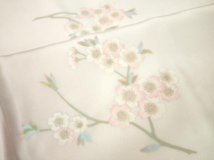 平和屋着物●長襦袢　無双仕立て　枝桜文　暈し染め　半衿刺繍　正絹　逸品　CABF3329ut