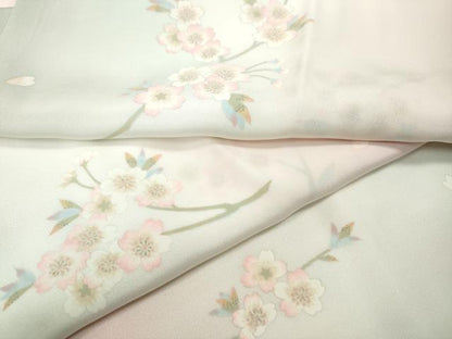 平和屋着物●長襦袢　無双仕立て　枝桜文　暈し染め　半衿刺繍　正絹　逸品　CABF3329ut