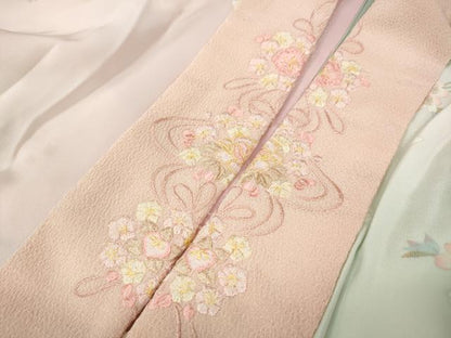 平和屋着物●長襦袢　無双仕立て　枝桜文　暈し染め　半衿刺繍　正絹　逸品　CABF3329ut
