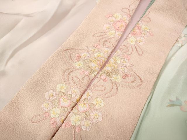 平和屋着物●長襦袢　無双仕立て　枝桜文　暈し染め　半衿刺繍　正絹　逸品　CABF3329ut