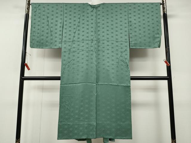 平和屋着物●長襦袢　無双仕立て　麻の葉地紋　薄青色　正絹　逸品　CABF3330ut