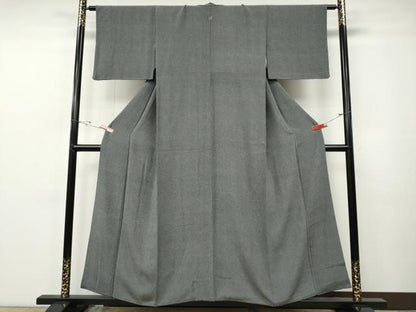 平和屋着物●江戸小紋　鮫小紋柄　黒地　鬼しぼ縮緬　正絹　逸品　CABF3335ut