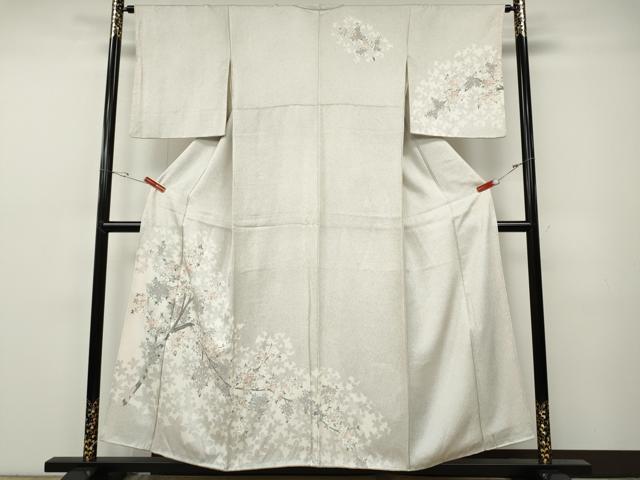 平和屋着物●訪問着　刺繍　枝桜文　金彩　正絹　逸品　CABF3337ut