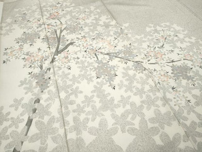 平和屋着物●訪問着　刺繍　枝桜文　金彩　正絹　逸品　CABF3337ut