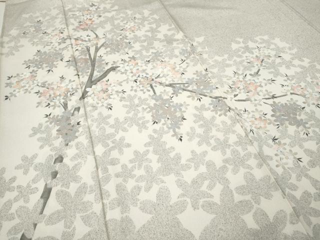 平和屋着物●訪問着　刺繍　枝桜文　金彩　正絹　逸品　CABF3337ut