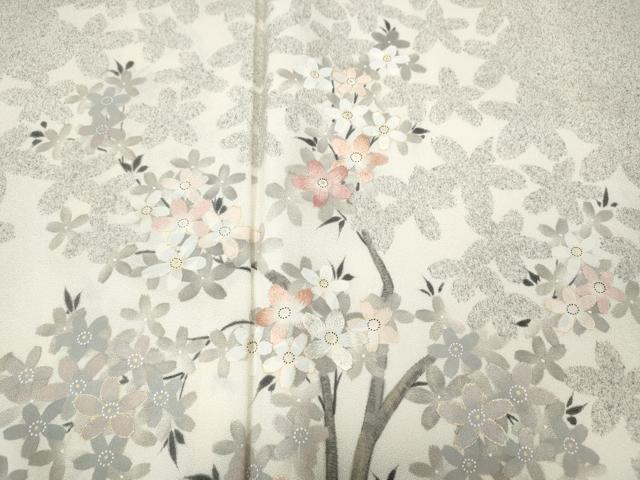 平和屋着物●訪問着　刺繍　枝桜文　金彩　正絹　逸品　CABF3337ut