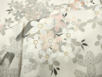 平和屋着物●訪問着　刺繍　枝桜文　金彩　正絹　逸品　CABF3337ut
