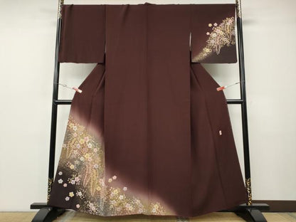平和屋着物●越後十日町の一流染匠　桐屋・翠山工房　訪問着　絞り　舞花文　暈し染め　金彩　やまと誂製　正絹　逸品　CABF3339ut