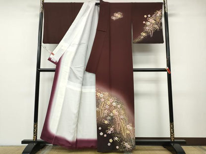 平和屋着物●越後十日町の一流染匠　桐屋・翠山工房　訪問着　絞り　舞花文　暈し染め　金彩　やまと誂製　正絹　逸品　CABF3339ut