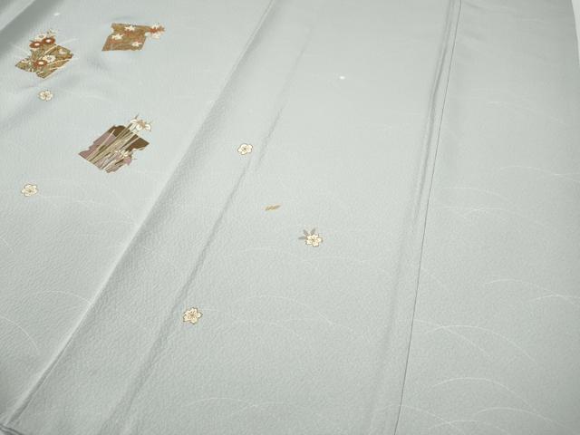 平和屋着物●訪問着　駒刺繍　破れ色紙花文　金彩　正絹　逸品　CABF3341ut