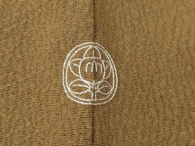 平和屋着物●上質な色無地　紗綾形地紋　芝翫茶色　正絹　逸品　CABF3343ut