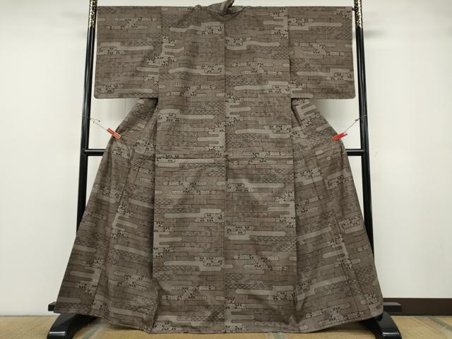 平和屋着物●本場大島紬　9マルキ　エ霞吉祥花文　正絹　逸品　CABF3345ut