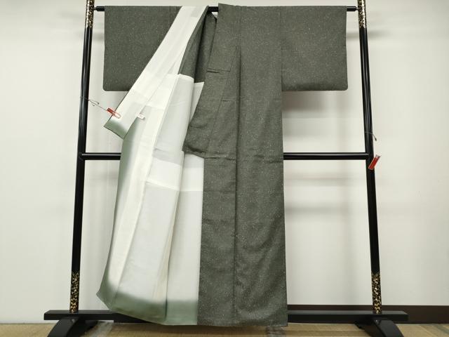 平和屋着物●上質な紬　霞文　背抜き仕立て　正絹　逸品　CABF3347ut