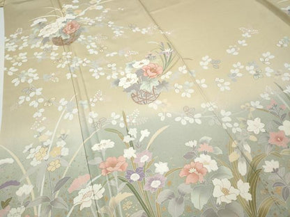 平和屋着物●訪問着　花籠文　暈し染め　金彩　正絹　逸品　CABF3348ut