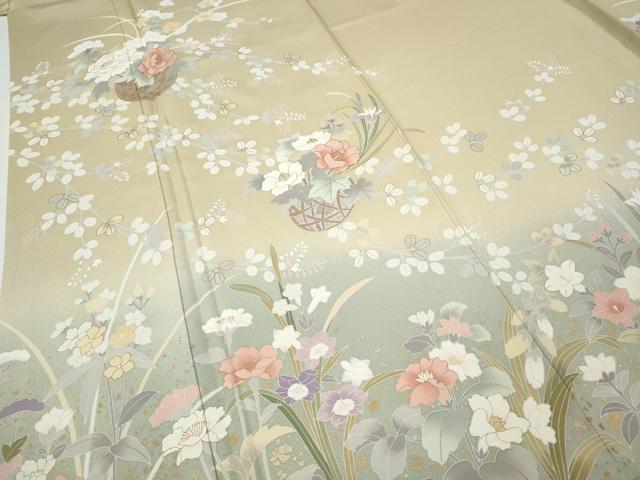 平和屋着物●訪問着　花籠文　暈し染め　金彩　正絹　逸品　CABF3348ut
