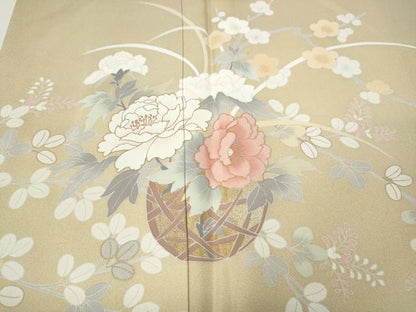 平和屋着物●訪問着　花籠文　暈し染め　金彩　正絹　逸品　CABF3348ut