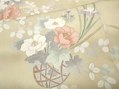 平和屋着物●訪問着　花籠文　暈し染め　金彩　正絹　逸品　CABF3348ut