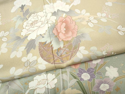 平和屋着物●訪問着　花籠文　暈し染め　金彩　正絹　逸品　CABF3348ut