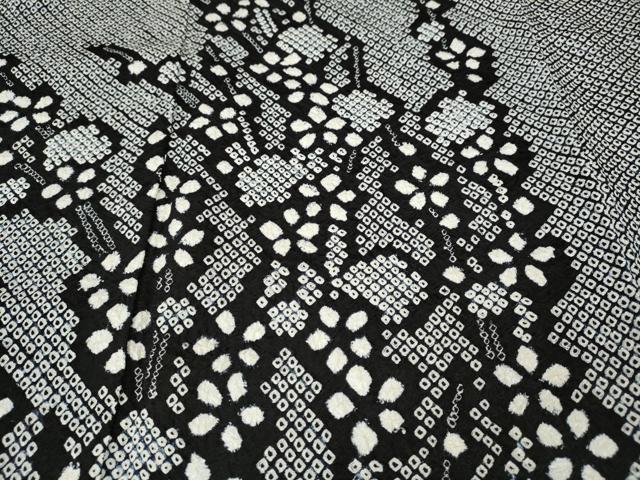 平和屋着物●訪問着　総絞り　枝花文　黒地　正絹　逸品　CABF3349ut