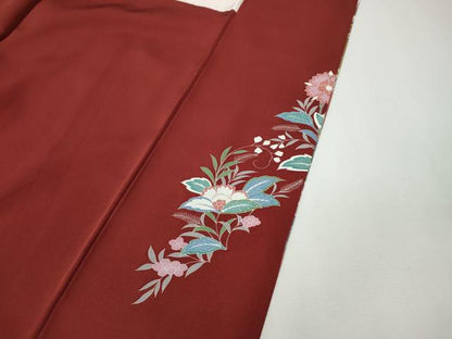 平和屋着物●訪問着　駒刺繍　更紗花文　暈し染め　金彩　正絹　逸品　CABF3350ut