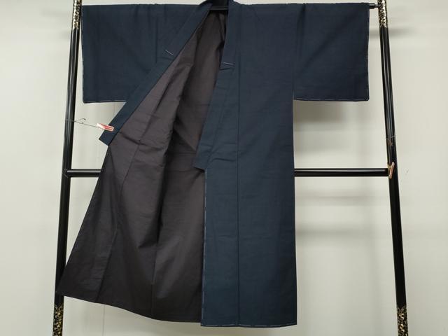 平和屋着物●男性　紬　アンサンブル　濃藍色　正絹　逸品　未使用　CABF3355ut