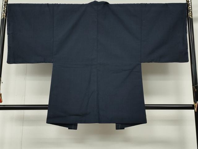 平和屋着物●男性　紬　アンサンブル　濃藍色　正絹　逸品　未使用　CABF3355ut